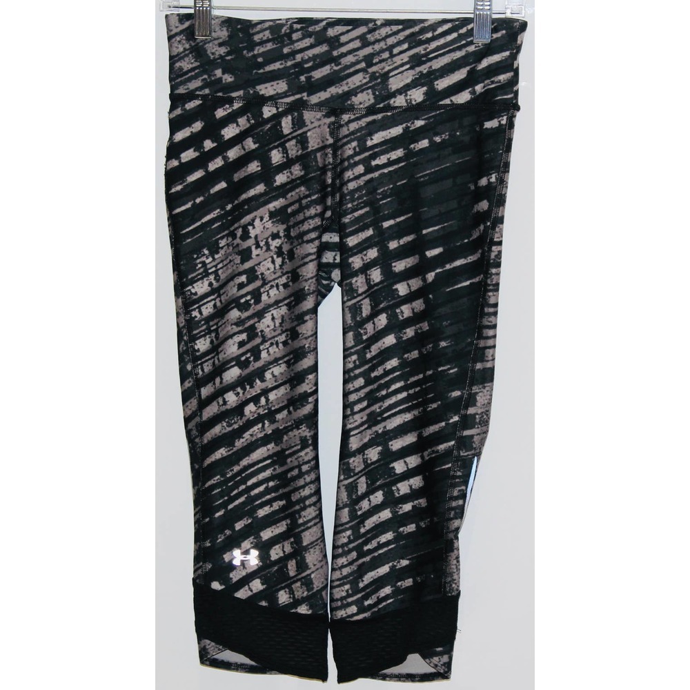 Women's Under Armour UA Black Gray Athletic Cropped Tights Capri Leggings Size S